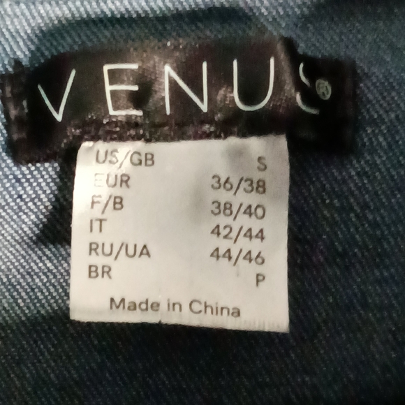 Venus Beaded Denim Jacket Blue Jean Button Down Pearls Size Small - Picture 8 of 13